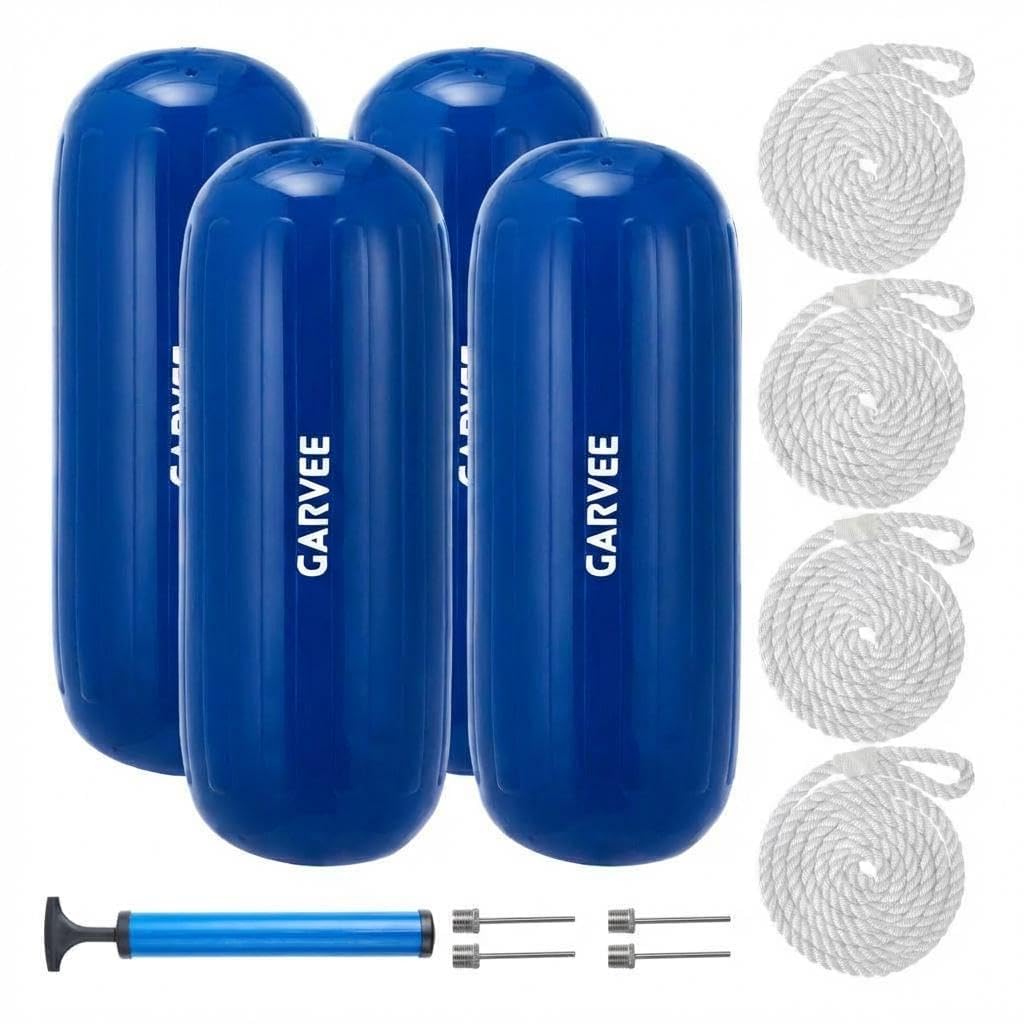 Garvee Heavy Duty Inflatable Boat Fenders 4 Pack – 71x25cm, Blue