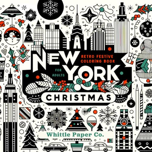 A New York Christmas, Retro Festive Coloring Book for Adults: Mid Century Modern Designs for Stress Relief and Holiday Relaxation image 2