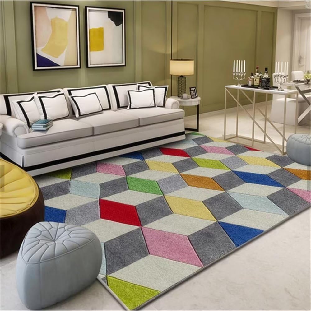 Tapis de dessin animé bleu pour chambre de fille et ambiance ludique sur plancher 100x200