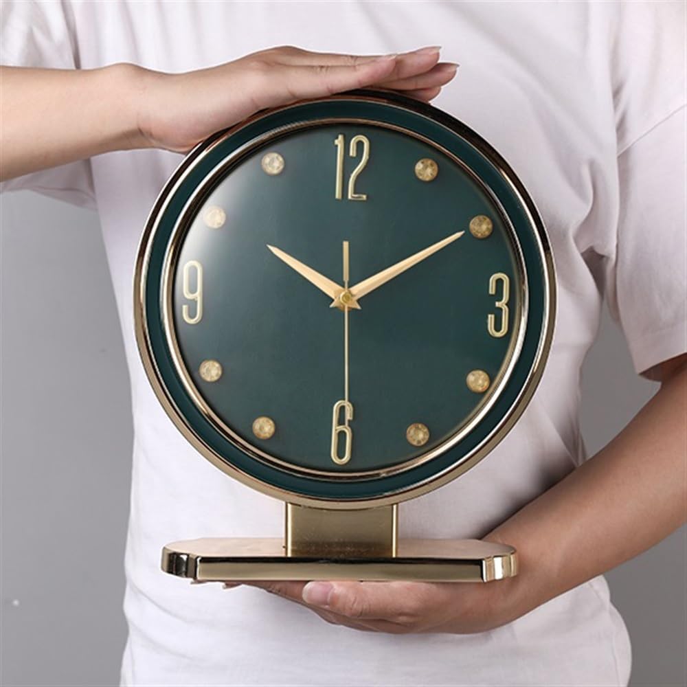 Desk Clock Light Luxury Desk Clock Desktop Clock Metal Desk Clock Simple Desktop Clock Living Room Home Art Desktop Decoration Decorative Mantel Clock(White)