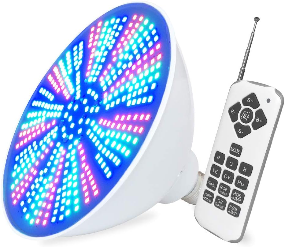 Allisable 40W Color Changing LED Pool Light Bulb, 120V RGB LED Swimming Pool Light Bulb, Replacement for Pentair Hayward Light Fixture, Color Memory, Remote Control and Switch Control