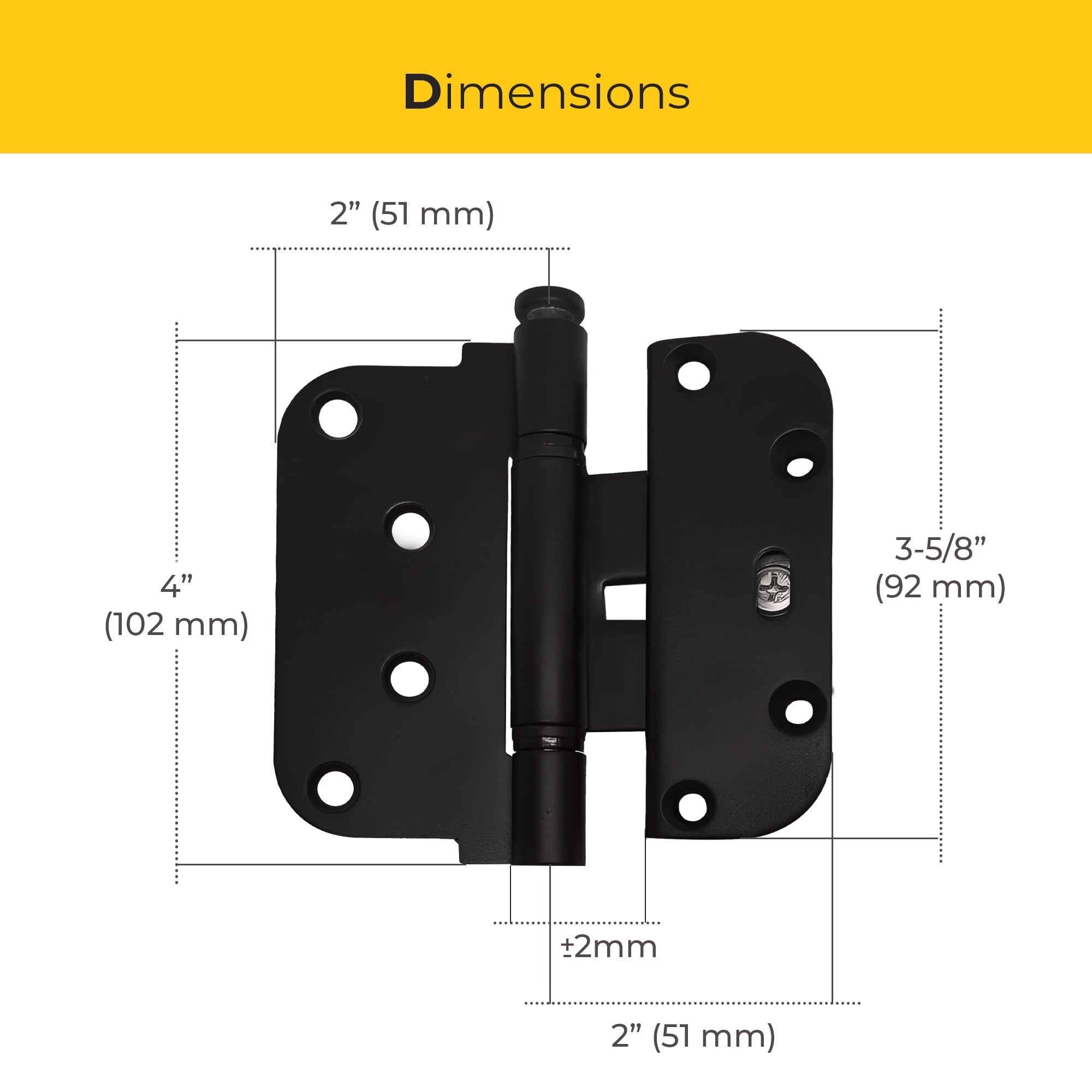 Brixwell 2D Adjustable Steel Guide Hinge Matte Black Finish, 4