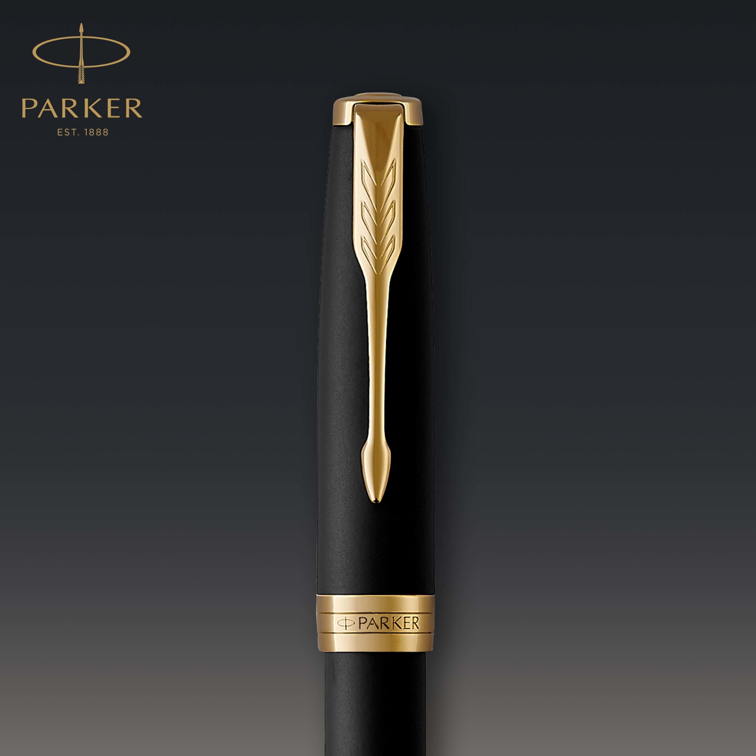 Parker Sonnet penna stilografica nero opaco finiture oro pennino sottile Confezione regalo