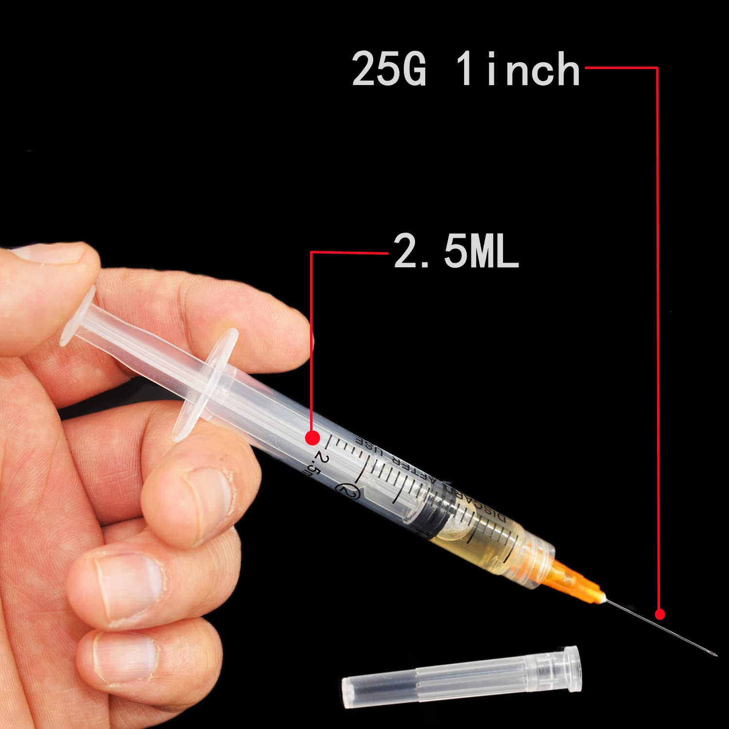 25 Pack 2.5ml Plastic Syringe Luer Lock with 25Ga, Single Individually Wrapped — Amazon image 3