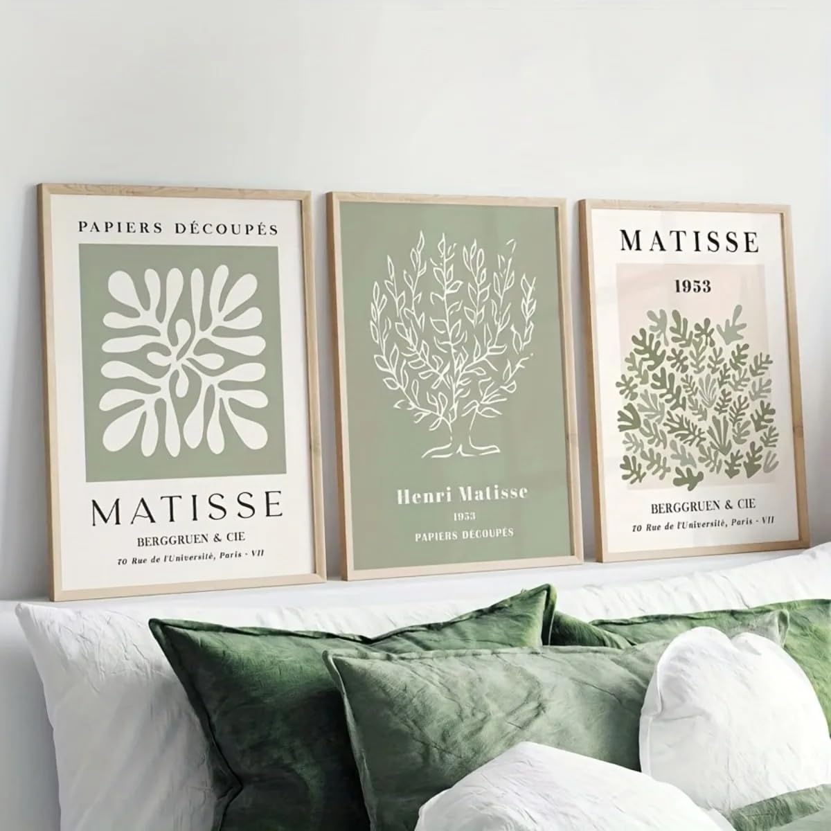 Dittelle Matisse Green Plant Abstract Canvas Prints Poster Modern Minimalism Botanical Art Prints Bedroom Home Decor Art Poster(60x80cm/3PCS Frameless)