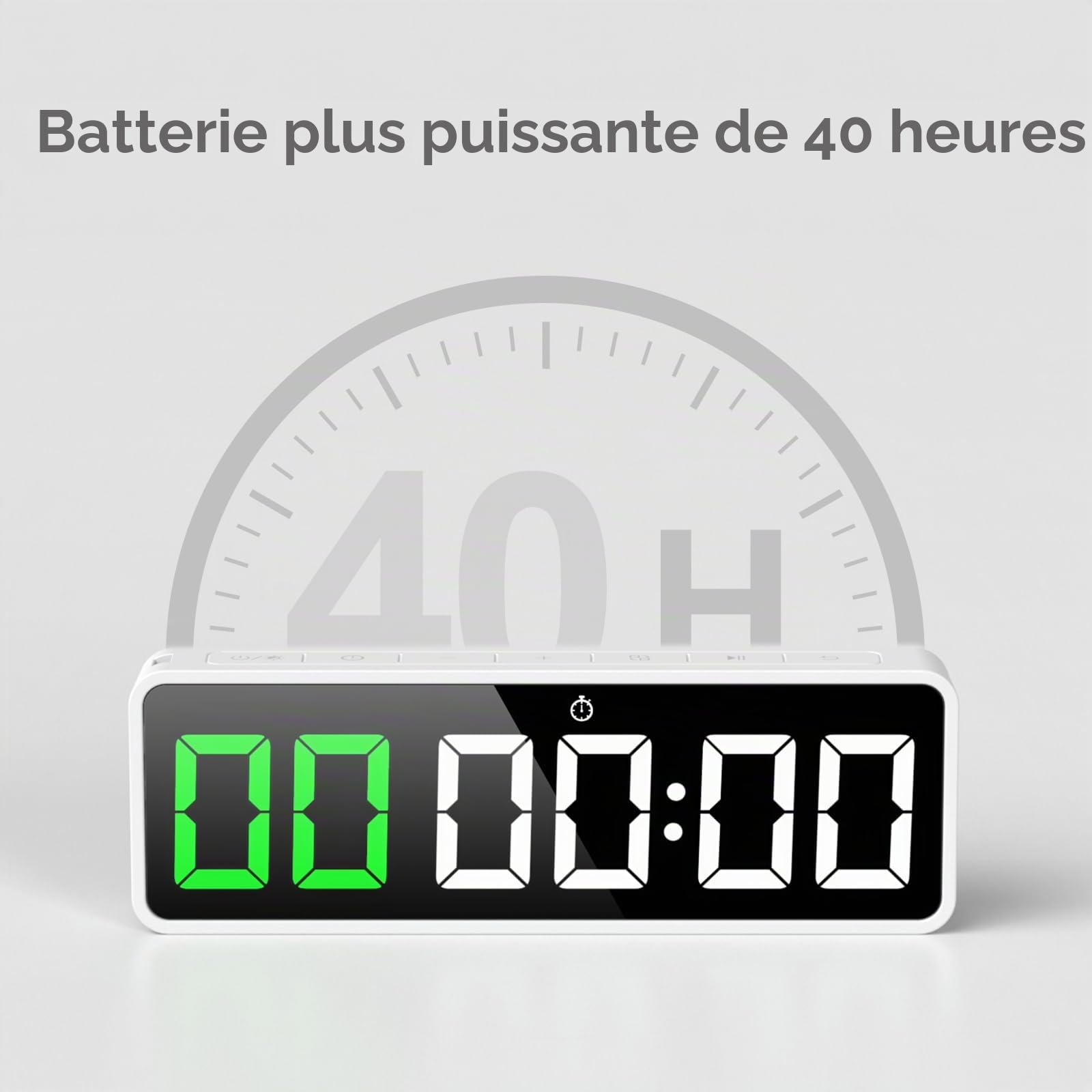 REACHER Chronomètre de Gym Portable pour Maison Garage, Compte à Rebours/Montée, Chronomètre, Timer Intervalles d'Entraînement avec Batterie Puissante, Aimant Fort, Timer Fitness Crossfit Boxe HIIT