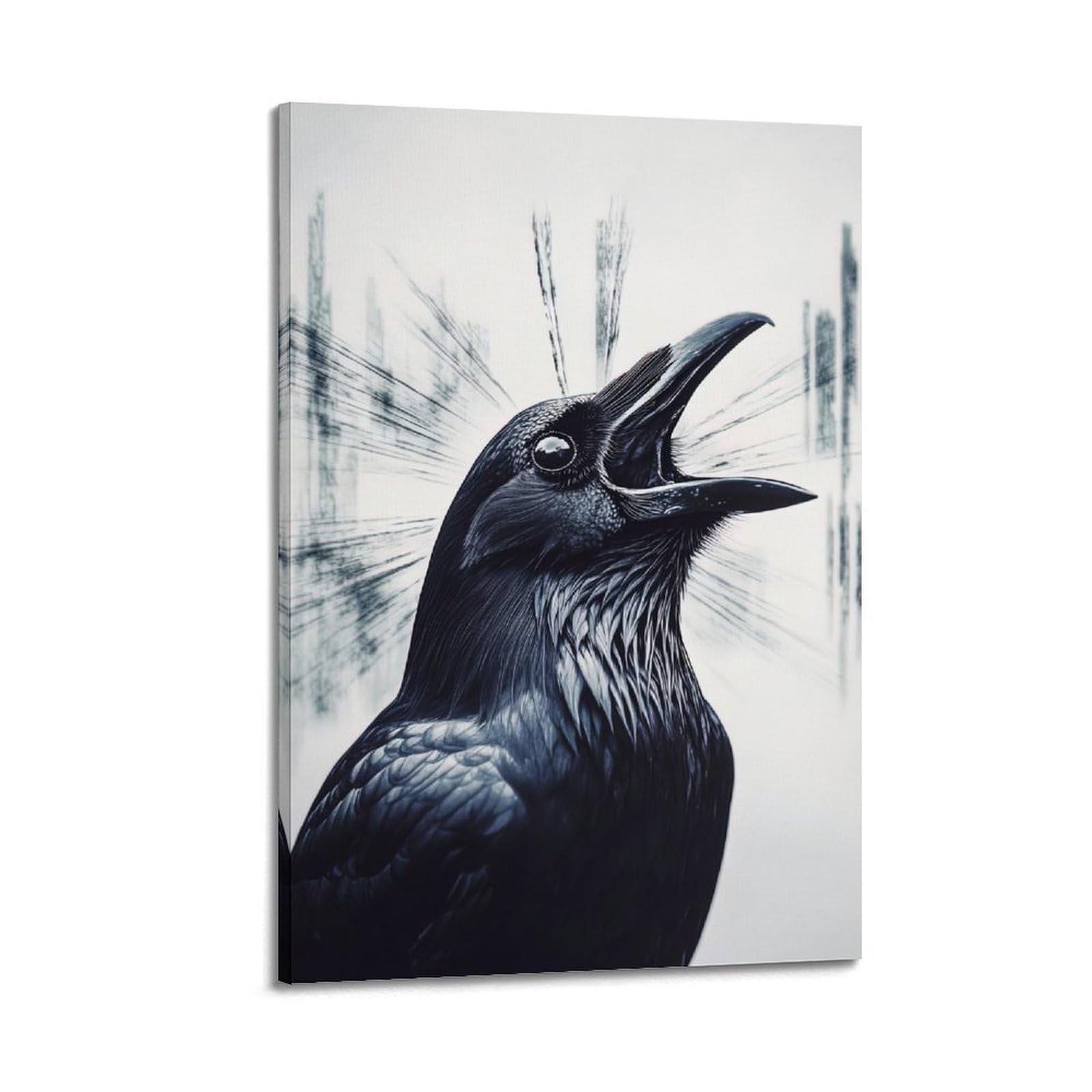 ZSZWHJ Animal Poster Open-mouthed Crows Poster Decorative Painting Canvas Wall Posters And Art Picture Print Modern Family Bedroom Decor Posters 20x30inch(50x75cm)