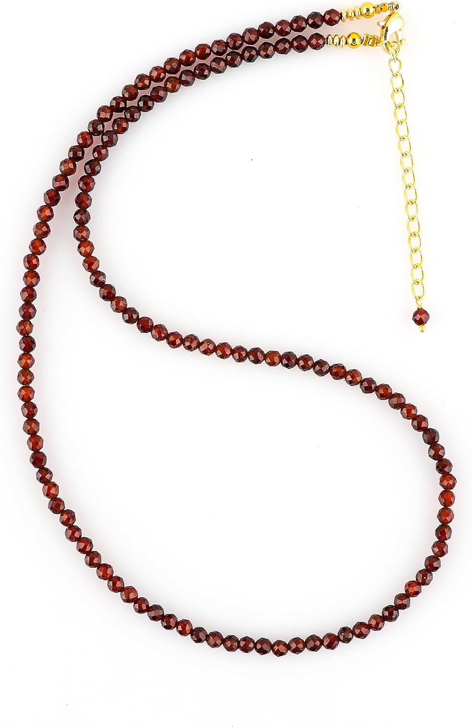 TGH Natural Gemstone Beaded Necklace for Women - Handmade 3-3.5mm Faceted Round Beads - Healing Crystal Birthstone Jewelry - 16+2 Inch Adjustable