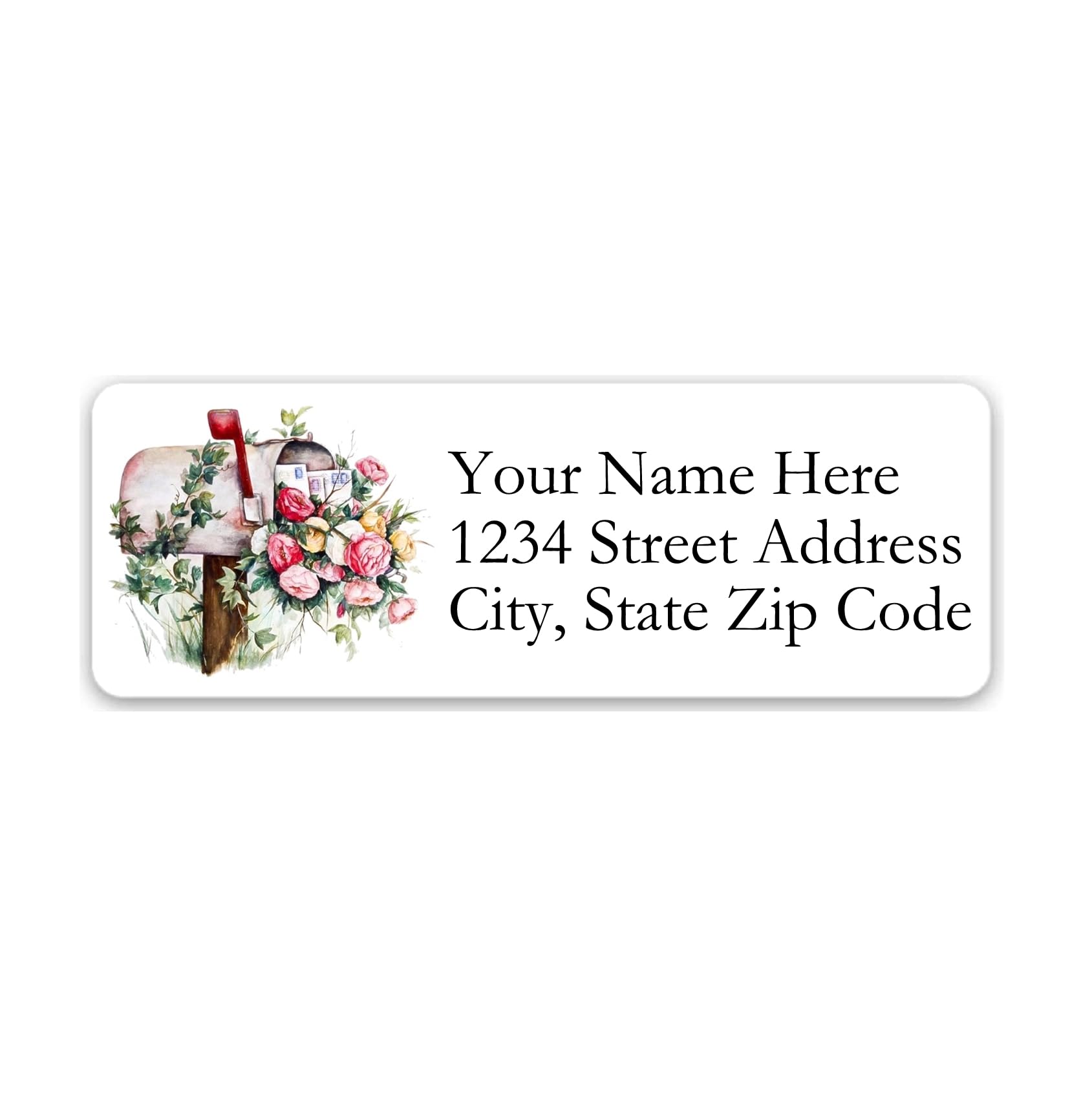 Return Address Labels Personalized Floral Mailbox Mailing Labels for Envelopes, Self-Adhesive Flat Sheet Rectangle Personalized Name Stickers Made in
