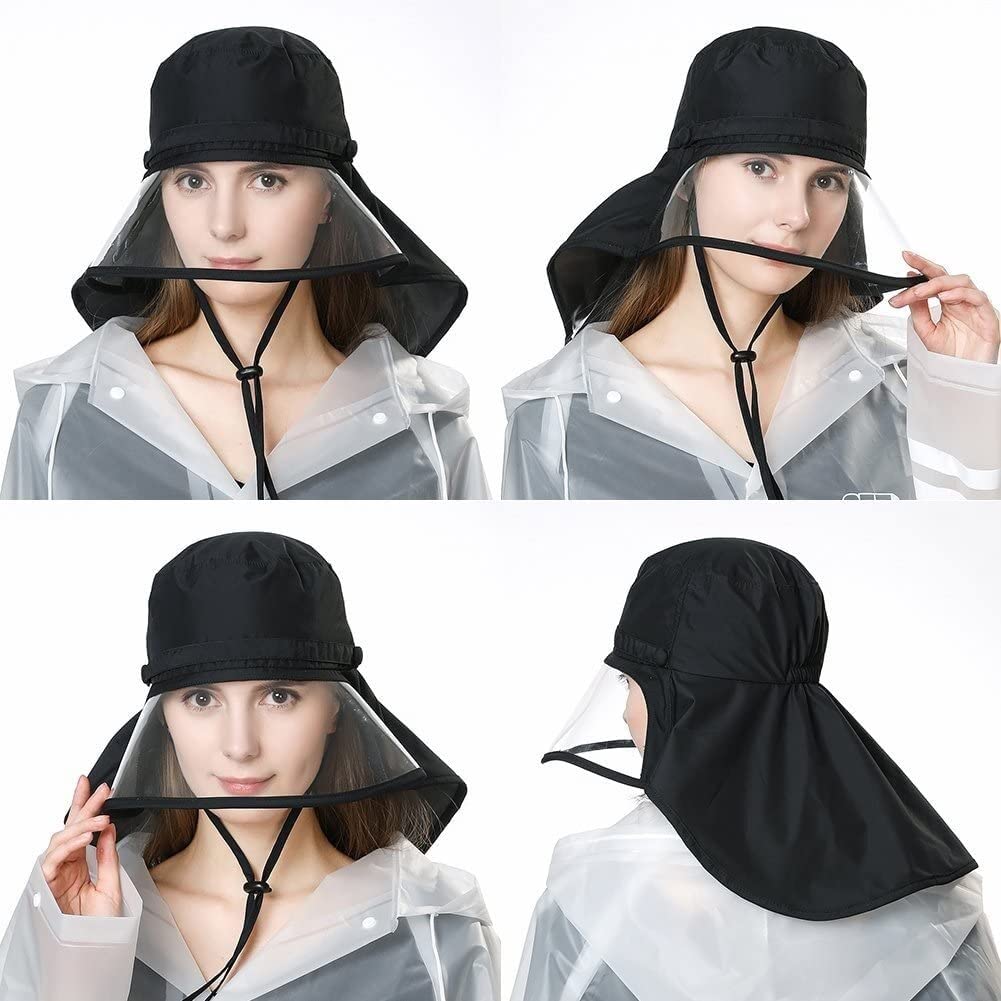 RWRAPS Cappello da Sole Unisex Impermeabile da Pioggia Cappello da Passeggio a Tesa Larga da Donna Cappello da Spiaggia con Cinturino sottogola (Colore: 99046-Navy, Dimensione: M) (99046A Black M)