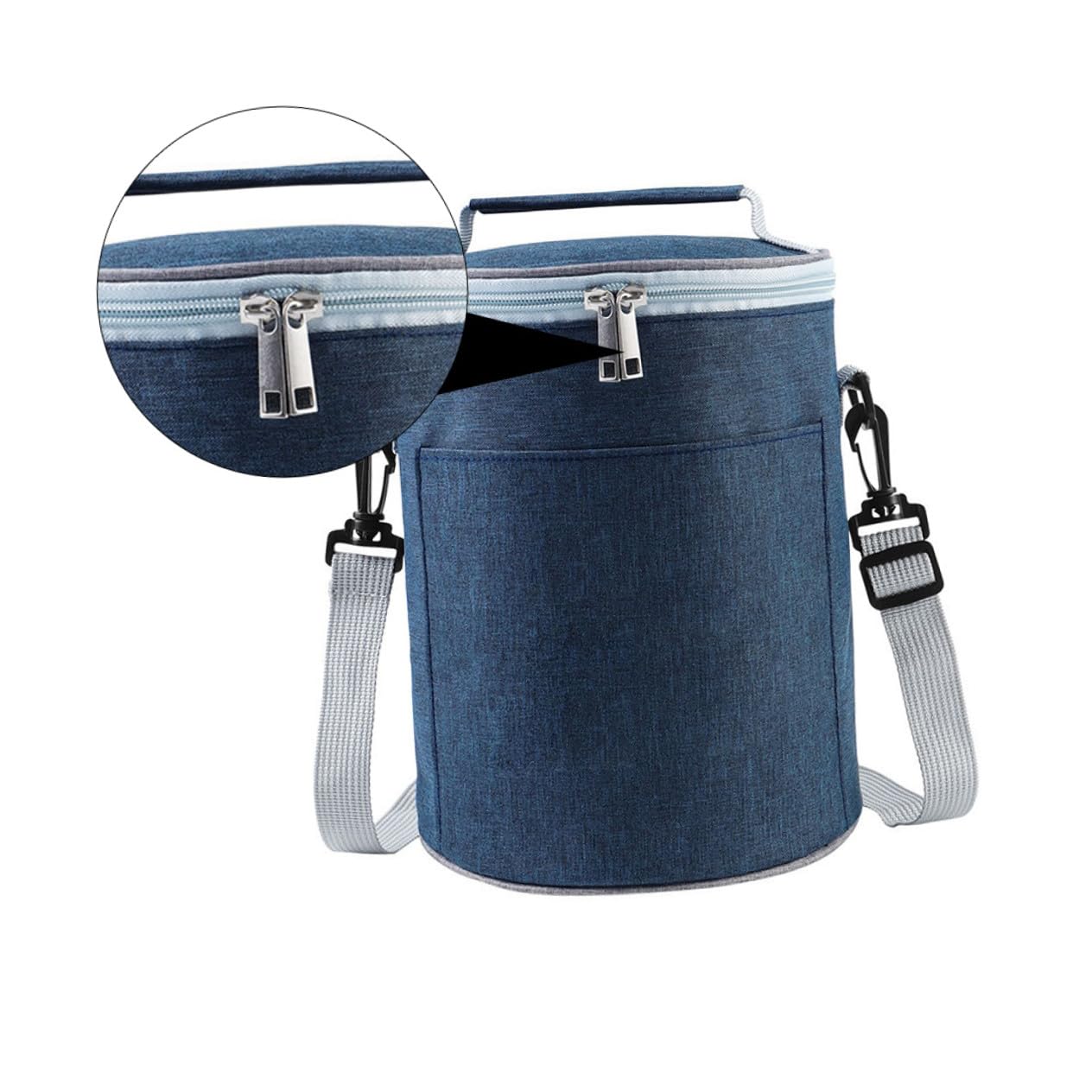 Veemoon Isoliertasche aus Oxford Stoff Kompakte Thermotasche mit Aluminiumfolie Tragbare Lunchbag für Camping und Reisen Runde Form mit Zwei Wege Reißverschluss