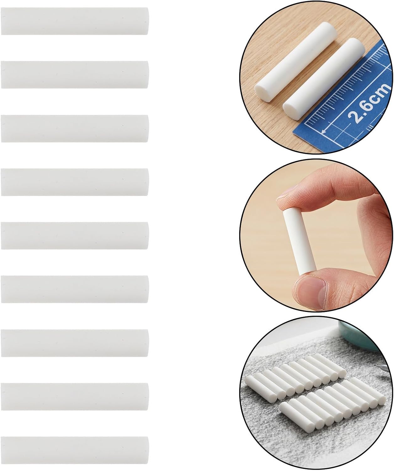Electric Eraser Refill Sticks Non Abrasive 90pcs 5x25mm White Rubber Eraser Cores for Sketching and Drawing Suitable for Students and Artists