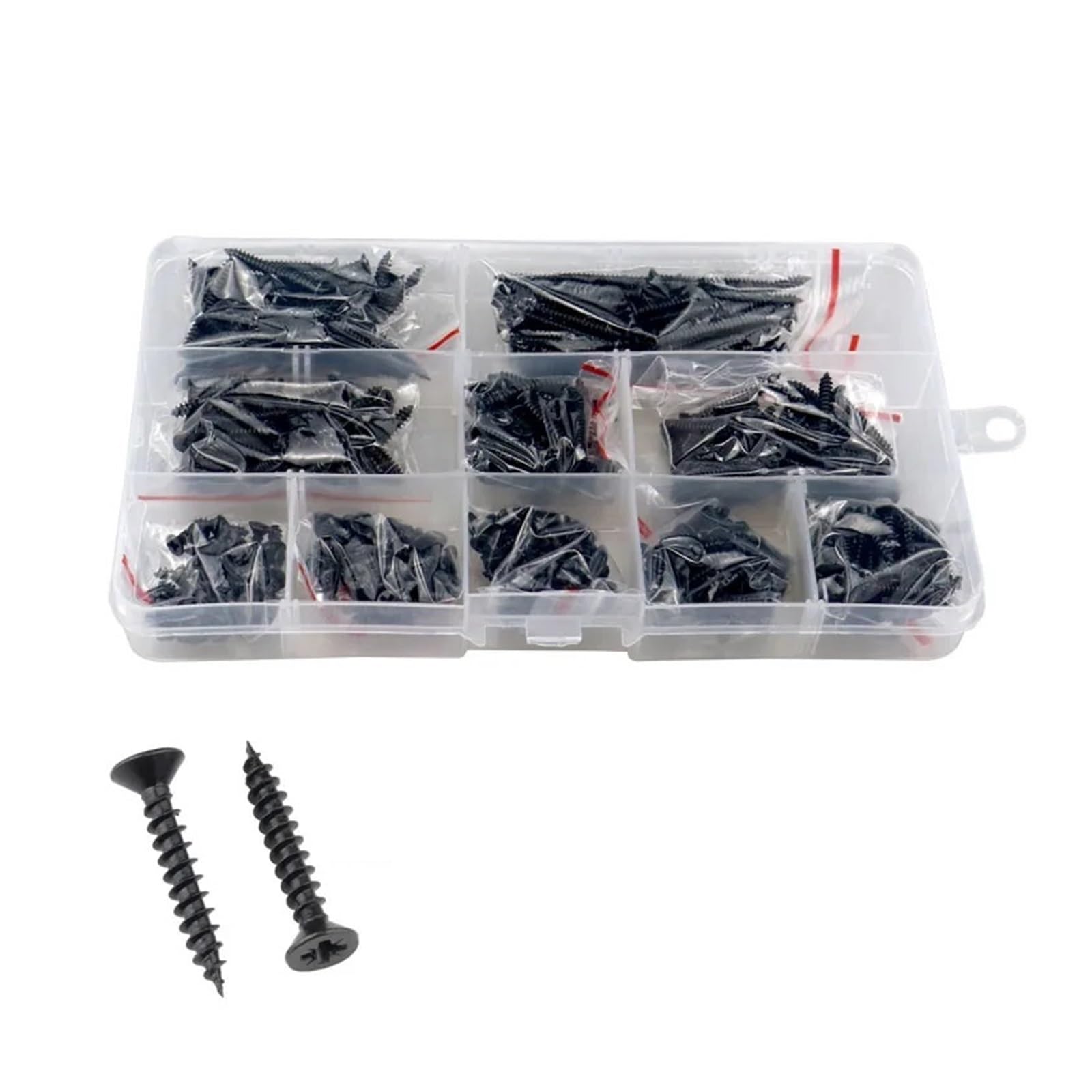 M1 M1.2 M1.4 M1.7 M2 M3 M4 Juego de caja de juego de tornillos autorroscantes de cabeza avellanada plana cruzada de acero negro(M3)