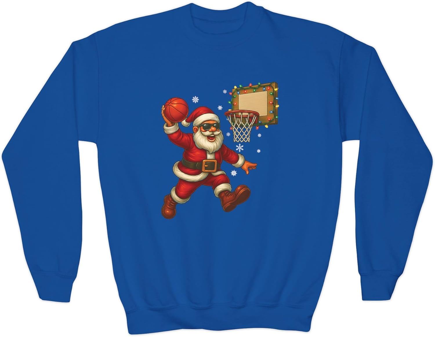 Funny Santa Playing Basketball Christmas Sweatshirt Kids Youth Holiday Basketball Sweater for Boys & Girls Teens Toddlers