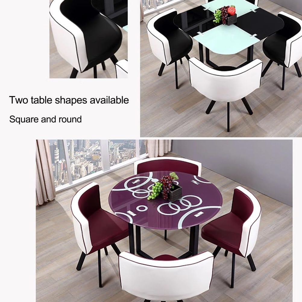 Ensemble Table et chaises de Salle à Manger Modernes en Verre trempé, mobilier de Cuisine carré/Rond idéal pour Les Repas, Les Pauses café et Les réunions, Design élégant et Polyvalent pour