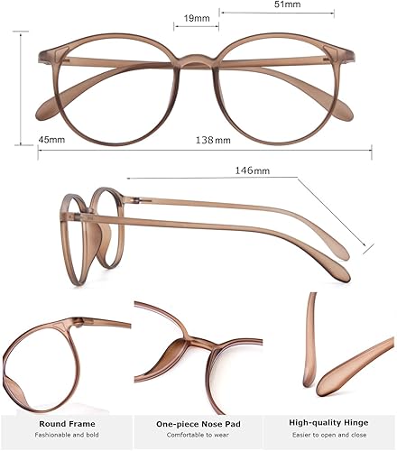 Miniatura 9 de Lentes redondos de luz azul para hombres y mujeres, con marco de alambre que bloquean los rayos UV, lentes transparentes, metal ultraligero,