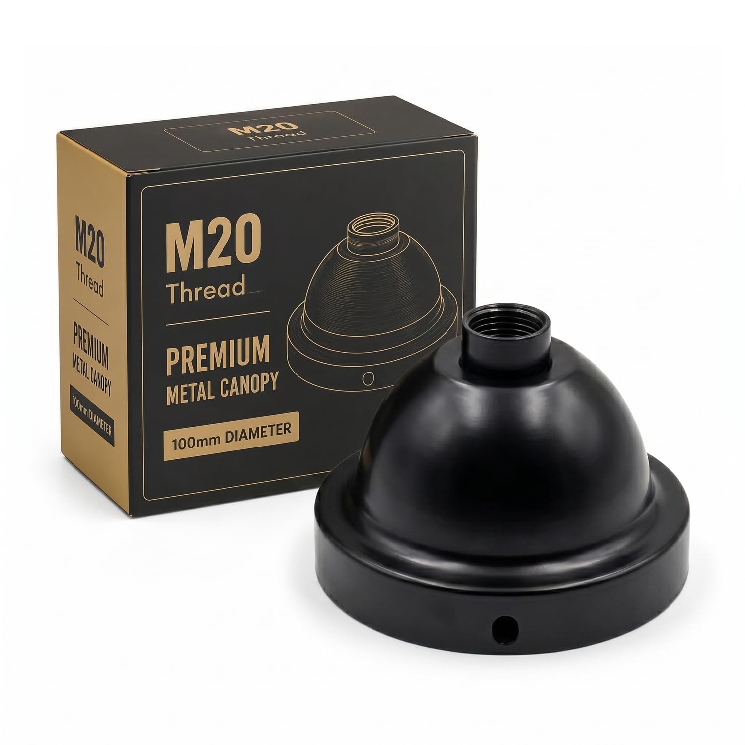 LEDSone Industrial Canopy Light Kit Black Ceiling Rose Metal 100mm Side Fitting M20 Female Thread Pendant Light Base Decorative Single Hole for Conduit Lighting Wall lamp Chandelier