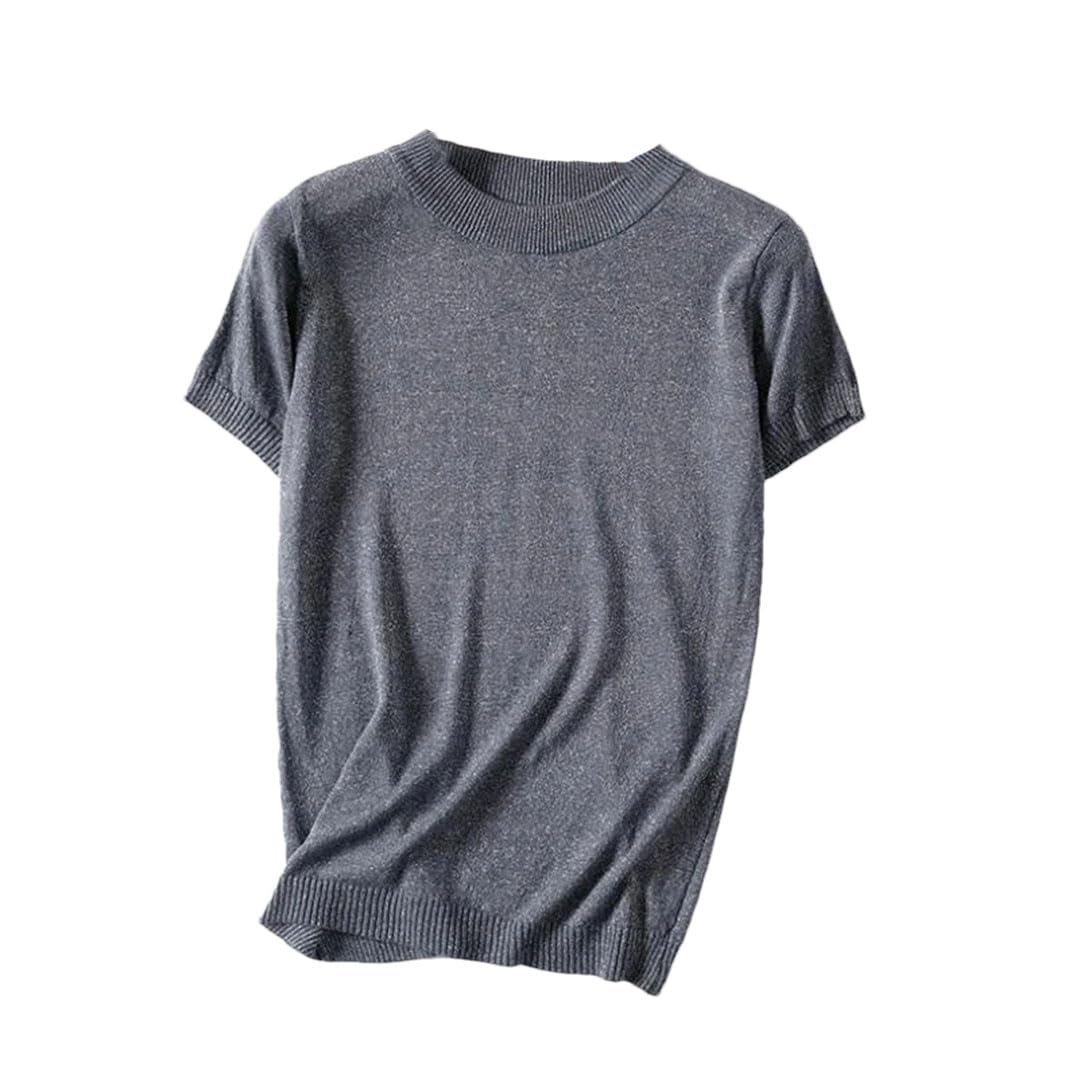 Women Short Sleeve Pullover Basic Sweaters O-Neck Knit Thin Tops