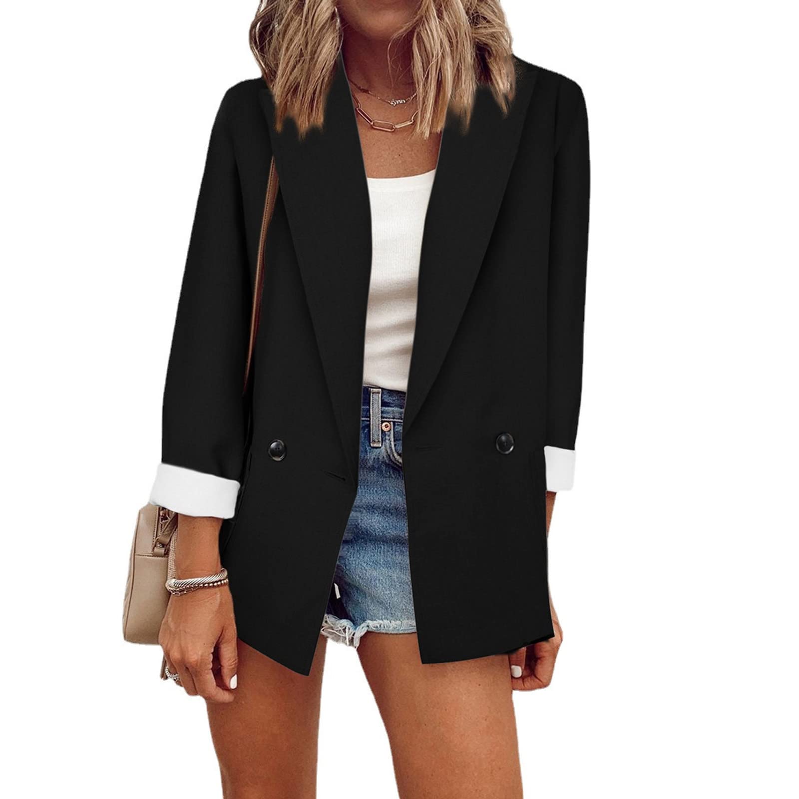 Blazer Damen Elegant Jacke Business Anzug Arbeit Mantel Mit Knöpfen