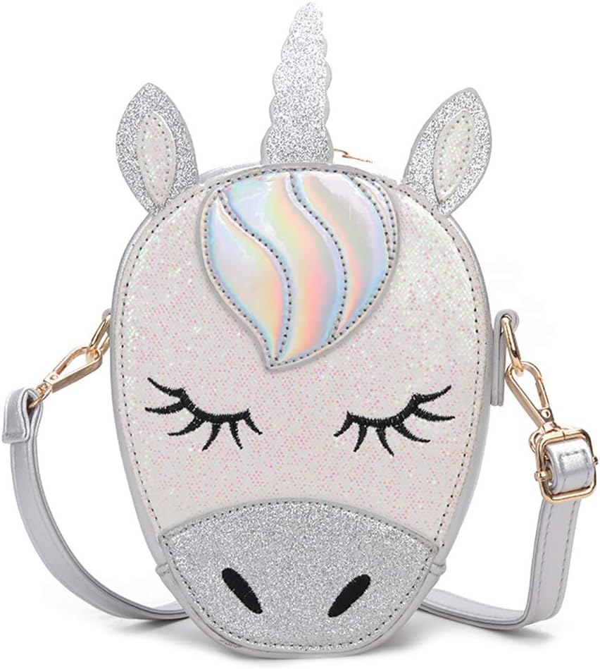 Tonfant Glitter Laser PU Leather Unicorn Crossbody Purse Bag for Girls Teens Women (Pink) : Clothing, Shoes & Jewelry