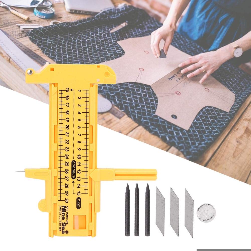 Taglierina Circolare Per Carta - Taglia Cerchi 1-30cm, Con 6 Lame, Gialla - Foto 6