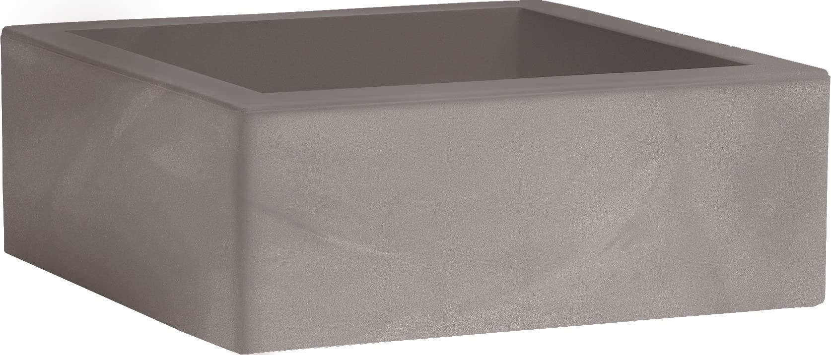 NICOLI MINOS Vaso Quadrato in Resina, Fioriera Bassa Moderna per Interno ed Esterno, Design Matt Resistente UV e Temperature Estreme, Made in Italy - Cenere 40x40x15 cm