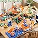 KIZONLY Puzzle Racer Kids Car Track Set, 4-Tier Race Tracks for Kids Ages 3-5 with 3 Cars, Traffic Parts, Trucks for Toddlers 2-4 Years, Floor Puzzle Tracks Car Gift for Boys Girls 3 4 5 Year Old