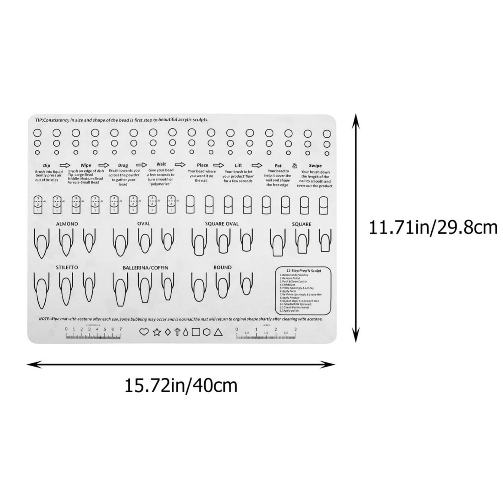 Wmzjnljy 1pc Acrylic Nail Training Mat Silicone Nail Art Pad Easy Clean Silicone Mat Foldable Washable Design Nail Plate for Practice Extension Carving Nail Tech Must Haves(Z20-1) - Image 2