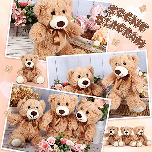 10Pc Light Brown Plush Bears Set With Ribbon Bows - Cute Stuffed Animals For Birthdays, Valentines, Baby Showers & Party Favors #TOP3