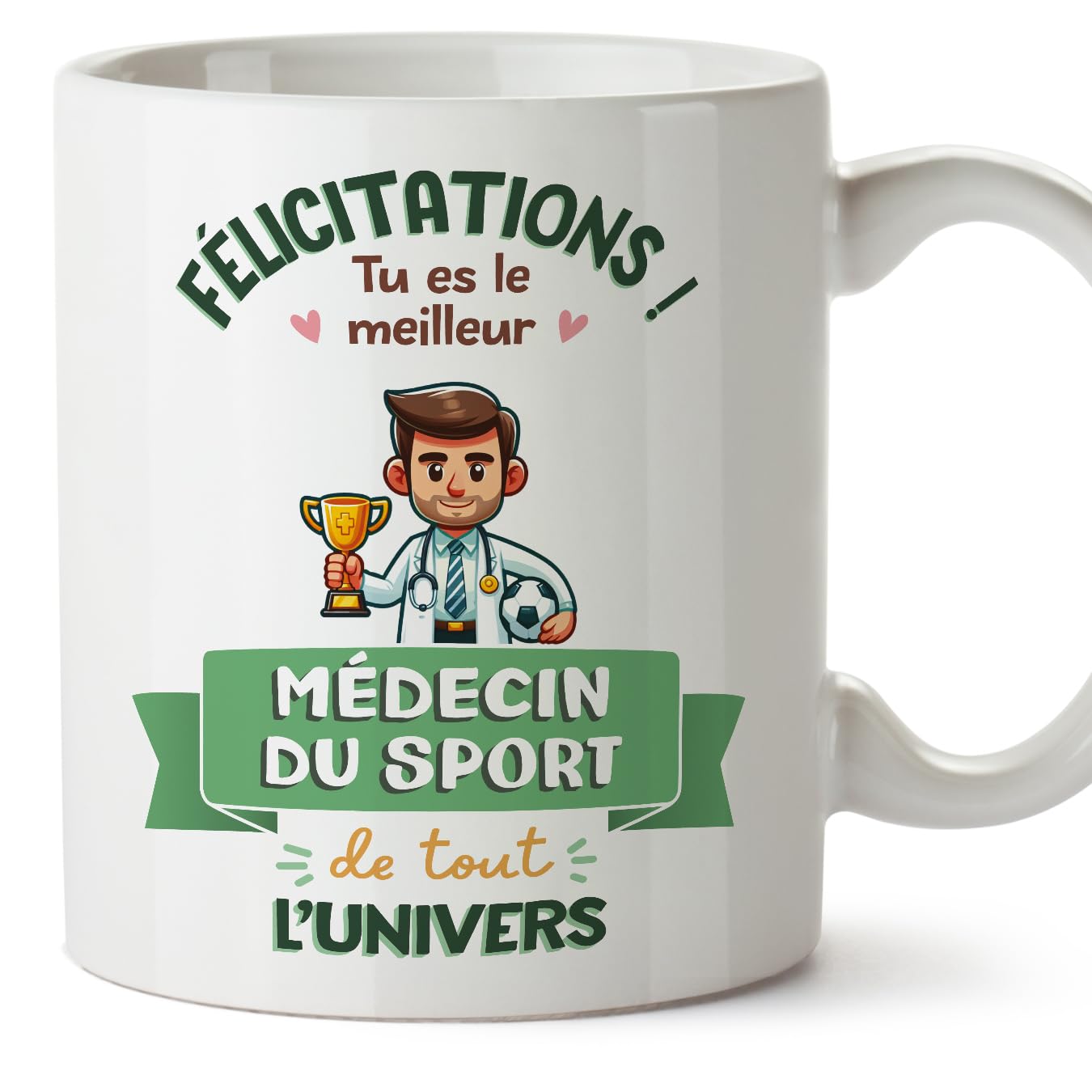 MUGFFINS Sports Doctor Man Mug - in French - Meilleur Univers Trophée - Funny Gift for Colleagues - Ceramic 11oz Mug — image 1