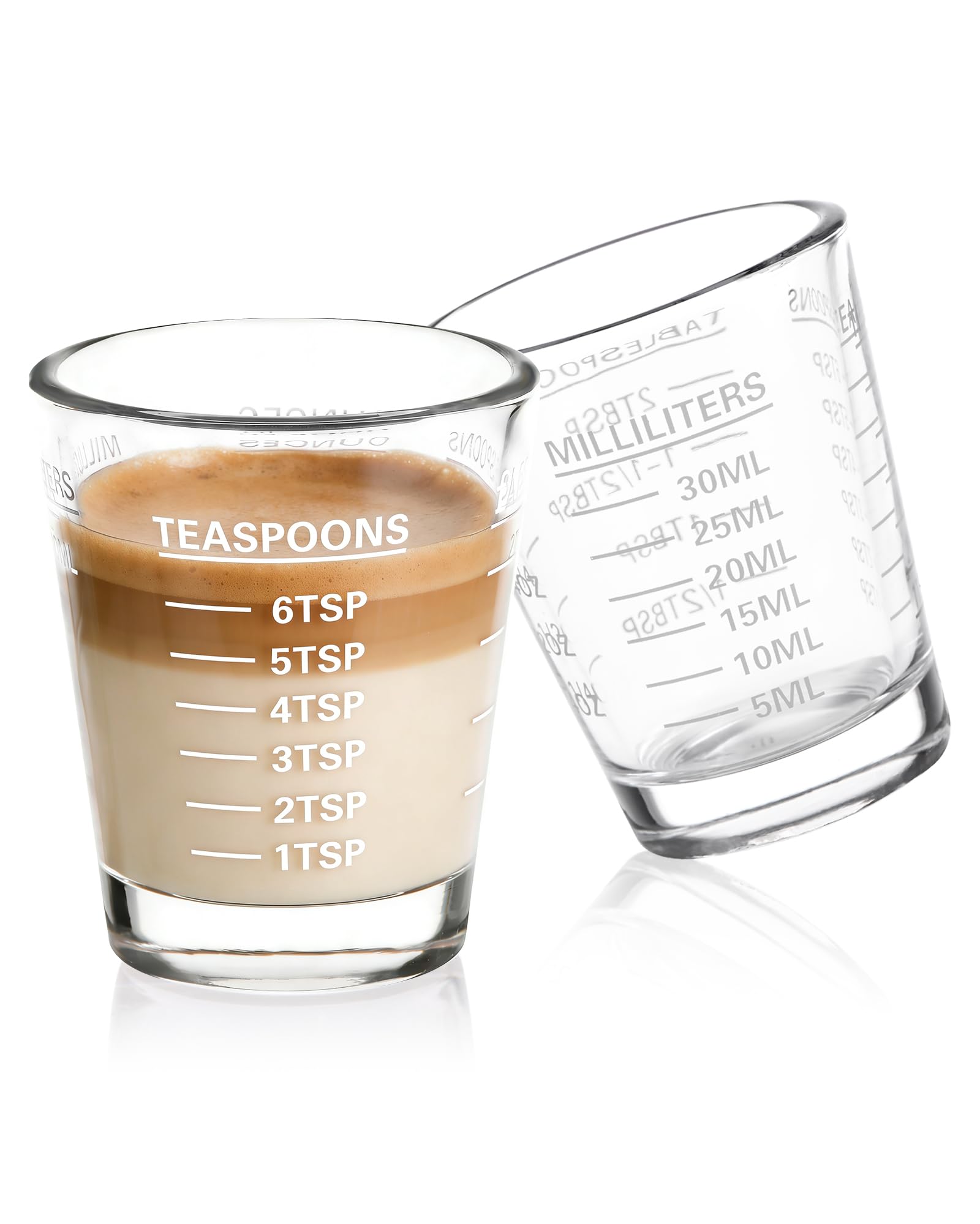SAIAOKJ Shot Glass Measuring Cup Set, 2 Pack Espresso Shot Glasses (White)