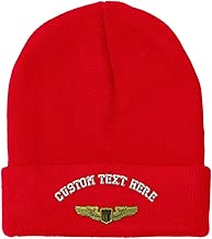 Custom Beanie for Men & Women Air Force Pilot Badge Embroidery Skull Cap Hat - coolthings.us