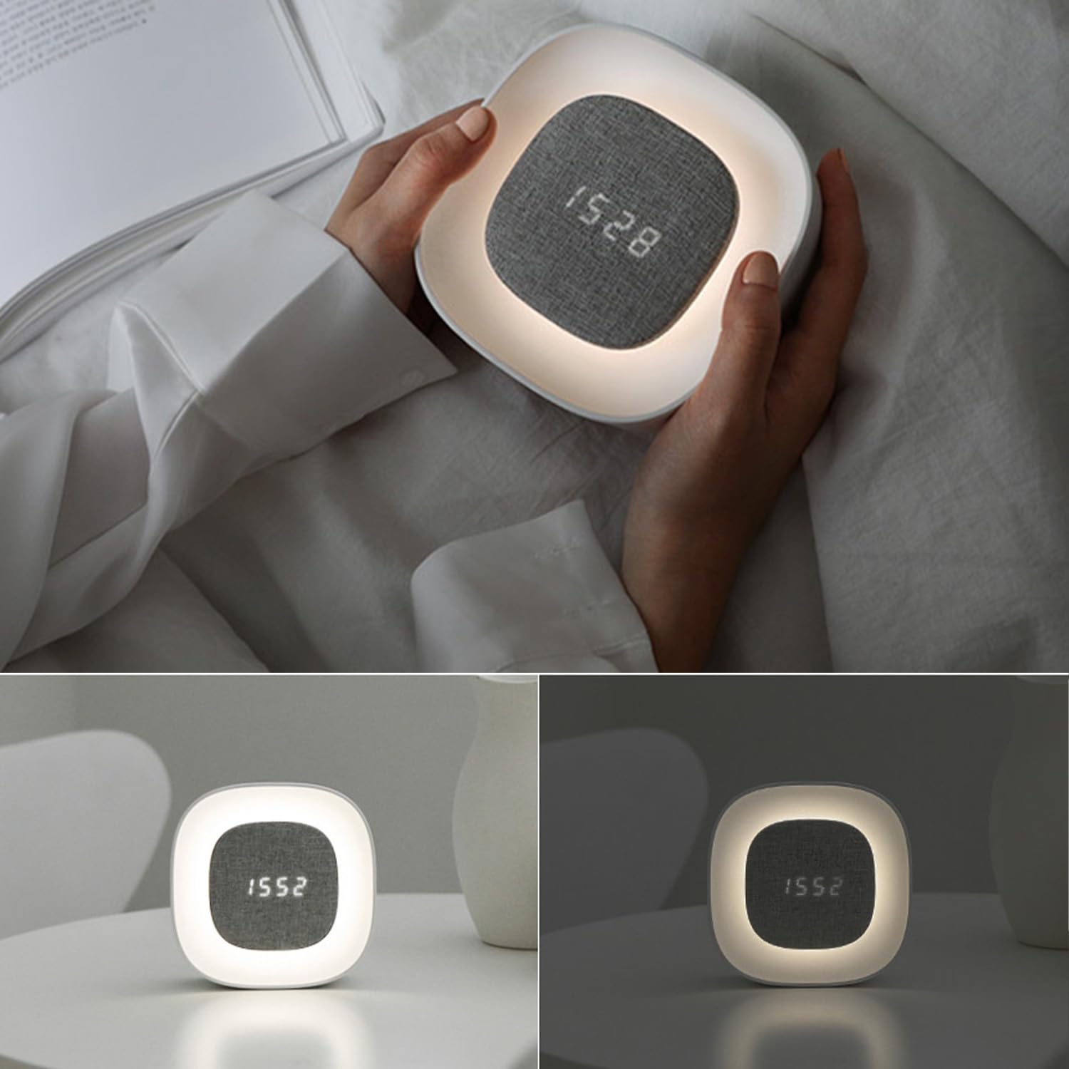 FOREVER Light LED Nachtlicht Pure FNL-03 Bjorn - Digitaler Wecker mit Display, Alarmfunktion & sanfter Beleuchtung | Geräuschlos | Weiß | Modern & kompakt