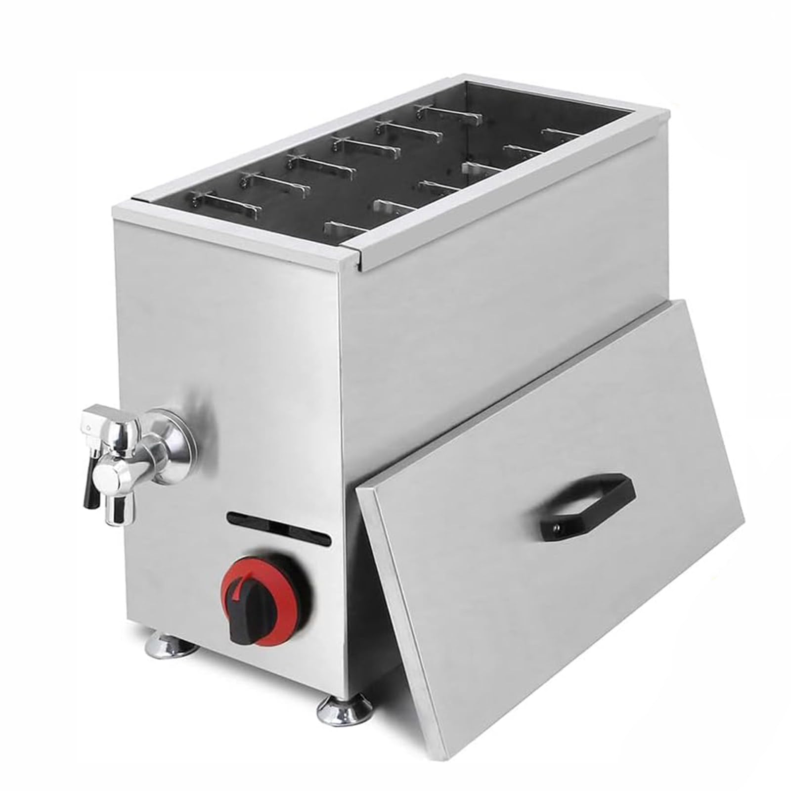 Máquina de freír de gas de 21L LPG de gas coreano comercial de queso de maíz coreano para perros calientes, freidora profunda de gran capacidad, 12 ganchos, temperatura ajustable