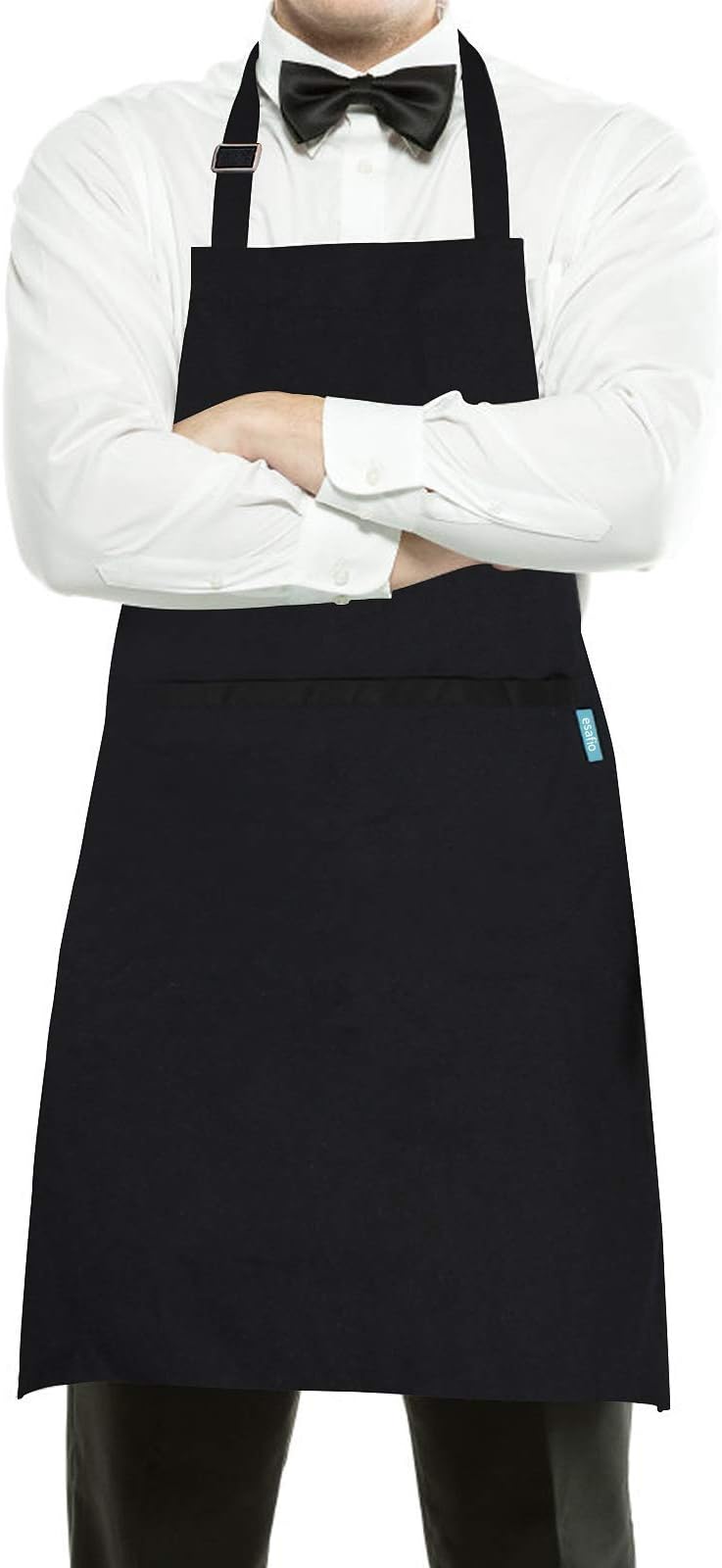 Chef Aprons for Men and Women Esafio Canvas Work Apron with 2 Large Pockets,Adjustable Bid for Kichen,Baking,Craft,BBQ Apron for Adult
