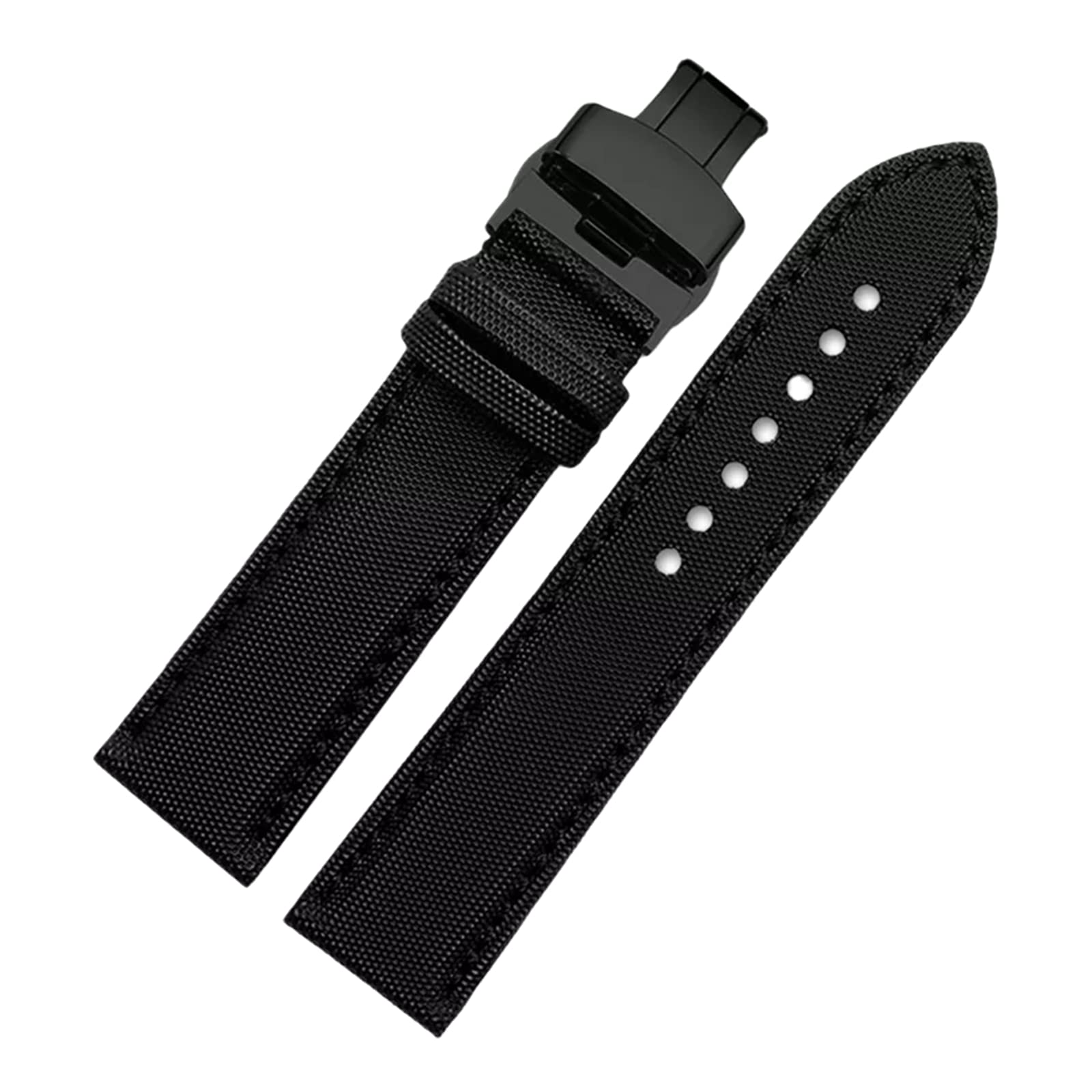Correa de reloj de cuero, Correa de reloj for hombre, 20/21/22/23/24 mm, impermeable, lona y nailon, agradable for la piel, con hebilla repuesto despliegue liberación rápida opcional(Black 2,21mm)