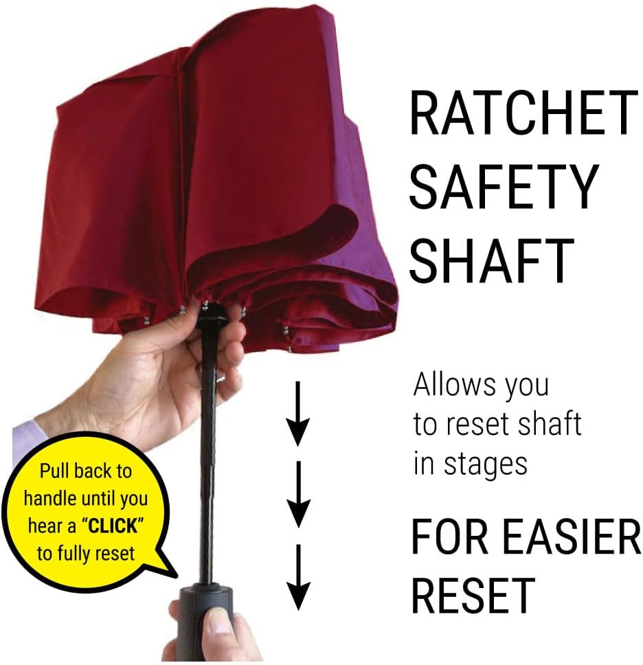 Vented Travel Umbrella | Strong Compact Windproof Umbrella | Deep Dome Coverage | Auto Open/Close | Portable Pop Up with Large Coverage | Fits Car & Backpack - Image 4