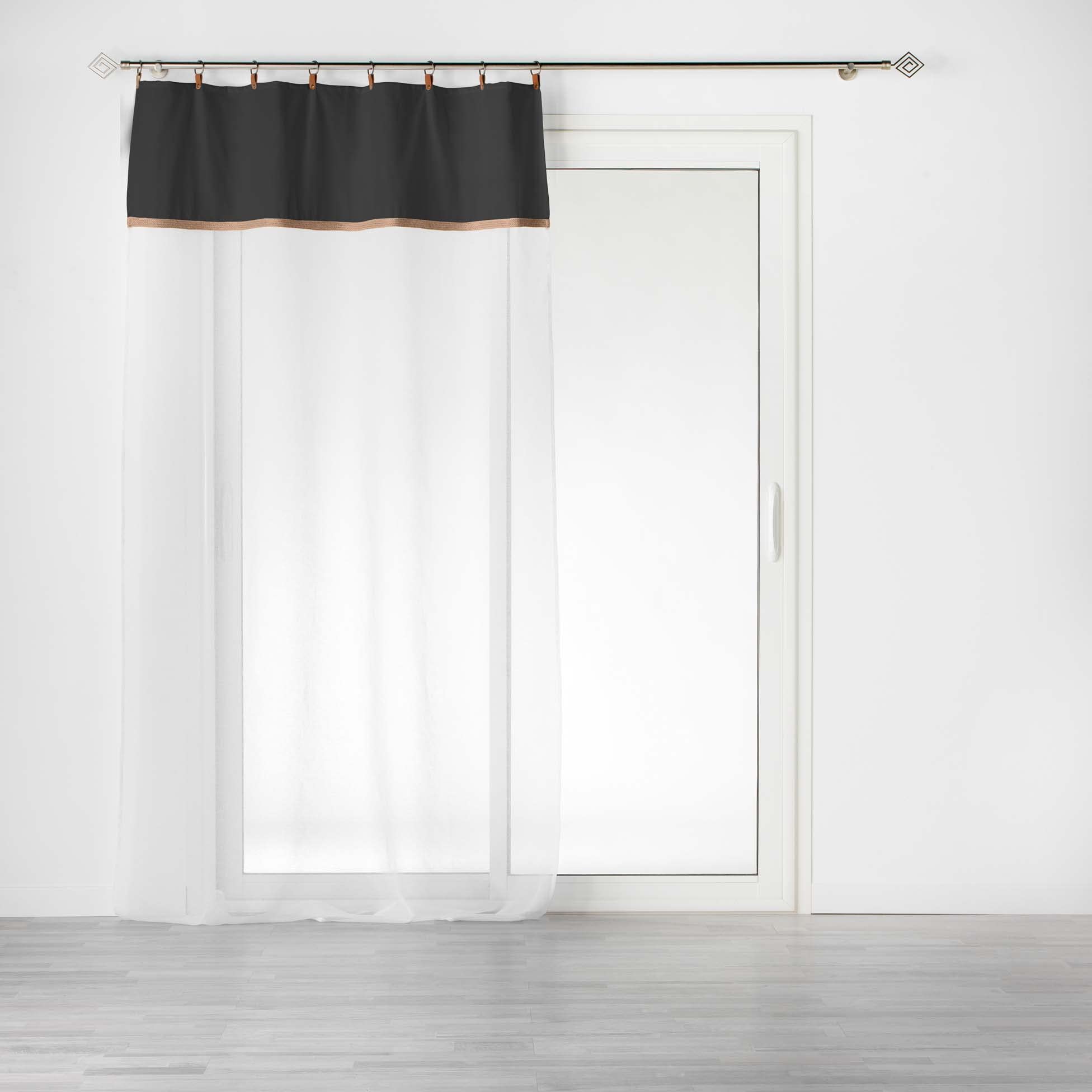 Douceur d'Intérieur, Leana Black Sandblasted Polycotton Eyelet Curtain 140 x 240 cm