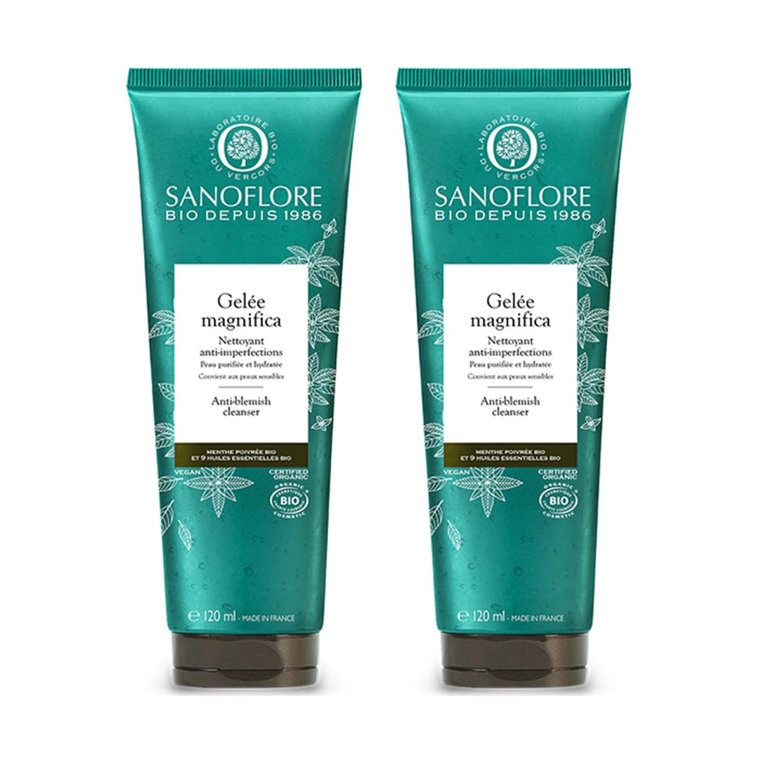 Sanoflore – Gelée Magnifica – Gelée nettoyante purifiante bio – Déloge impuretés et excès de sébum – Peau nette et éclatante – Testé sous contrôle dermatologique - Lot de 2 x 120 ml