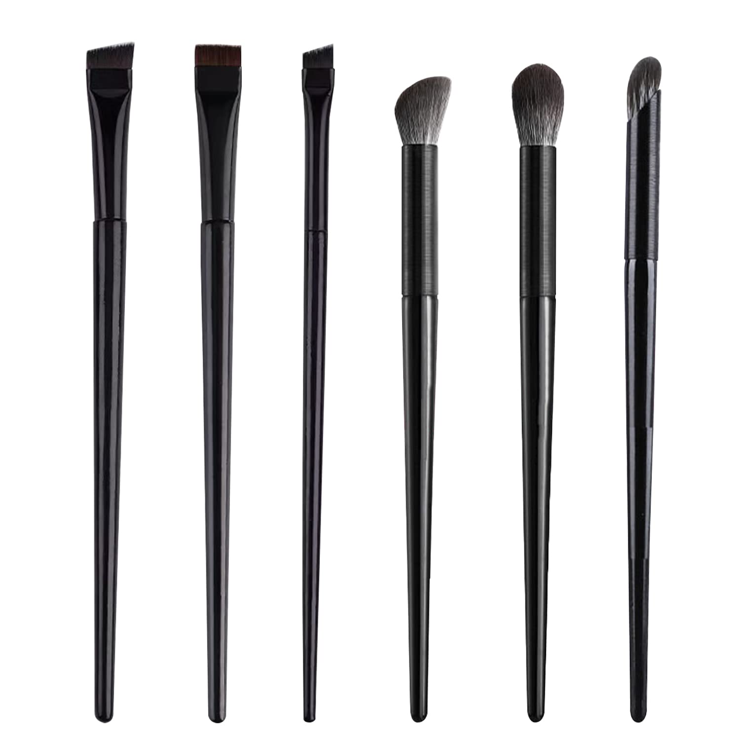 Juego de 6 pinceles de maquillaje, cepillo de cejas plano, pincel de delineador biselado, aplicador de sombra de ojos para dar forma a las cejas, aplicar reflejos y sombras