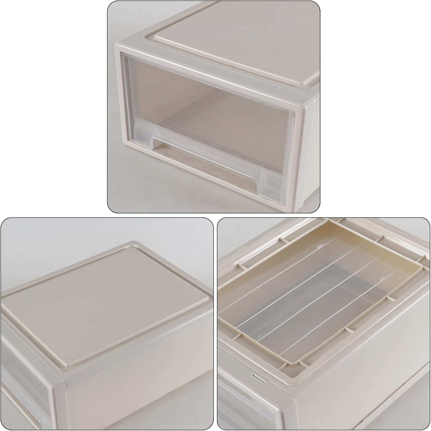 Readsky 18 Quart Large Stackable Drawer Unit, Plastic Compact Stacking Storage Drawer, 3 Packs
