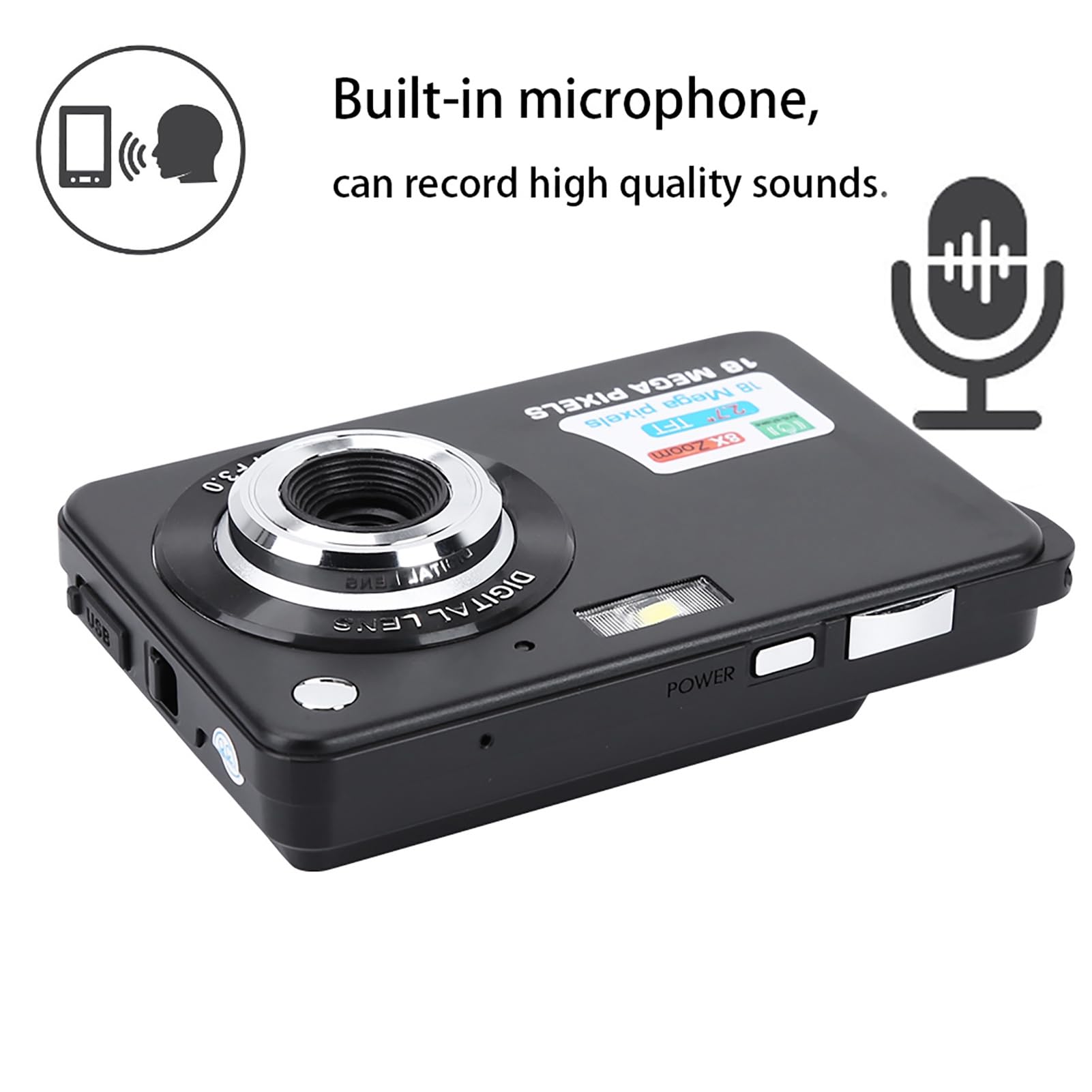 Kids Camera Toys, 2.7 Inch Kids Digital Camera with Battery Children Digital Video Camcorder Camera Selfie Camera for Kids(Black)