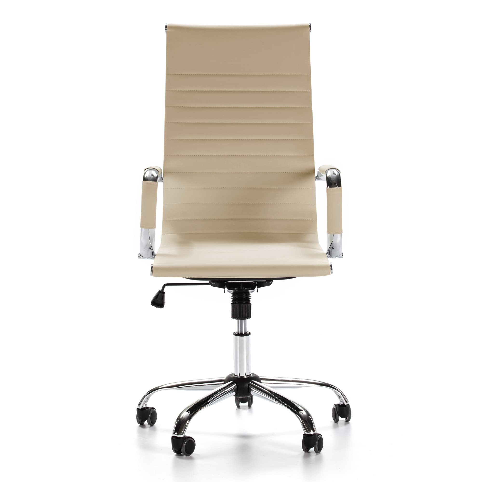 VS Venta-stock Bureaustoel Londen Taupe, kunstleer, managersstoel met verdikte hoofdsteun en zitbank, in hoogte verstelbaar, ergonomisch design