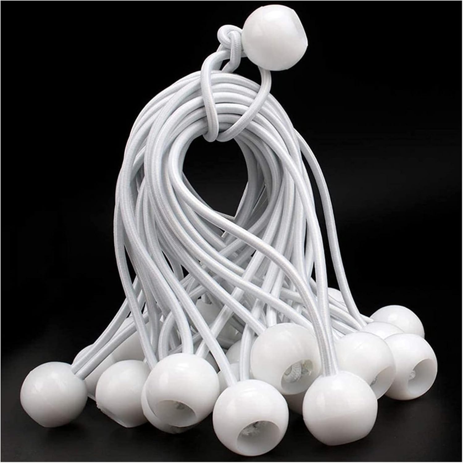 Bungee Cord Heavy Weight Tarp Bungee Cords Tie Down Straps Multifunction Elastic Rope for Camping Tents Cargo Screen Canopy Tent Bungee Cord ( Color : White+10 PCS , Size : 6 inch )