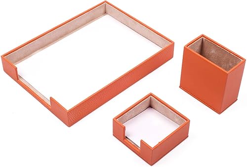 MOOG - Bandeja de cuero para documentos, soporte para bolígrafos, soporte para papel de notas, 3 accesorios, organizador de escritorio, accesorios disponible en Yaxa Venezuela