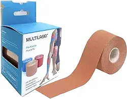 Rolo Fita Kinésio 5 x 500 Cm Tape Bandagem Elástica Funcional Adesiva Bege Musculação Esporte Hipoalergênica Melhora Circulação Multilaser