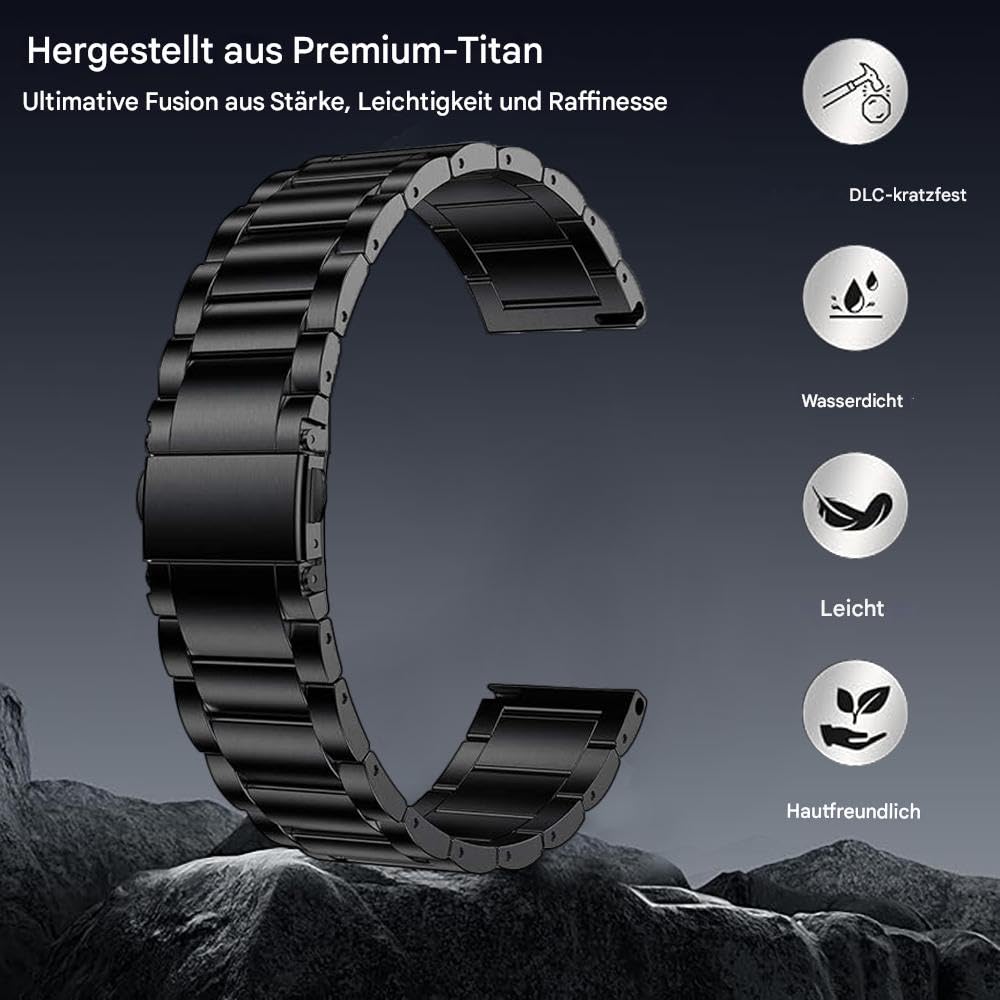 Titan-Uhrenarmband mit Schnellverschluss, 16mm, 18mm, 20mm, 22mm, hochwertiges Metallarmband, kompatibel mit Samsung Galaxy Watch 7/6/5/4/3, Vivoactive 4S/Vivomove 3S/Active S/Venu 2S Männer