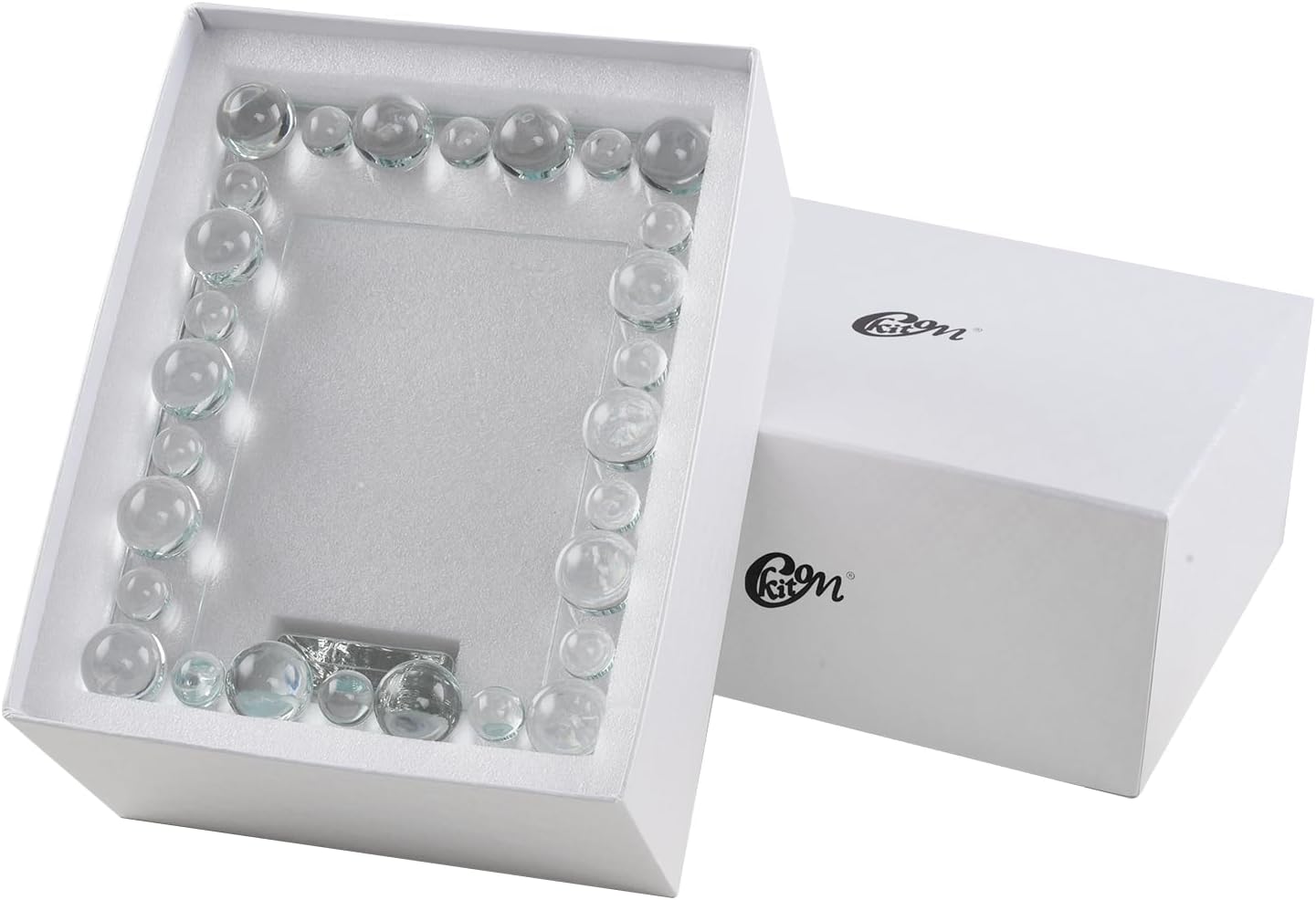 kitCom Crystal 5x7 Inch Picture Frame, Tabletop Display Decor Wedding Frame(Fit 5x7 Max Photos), Clear with Gift Box