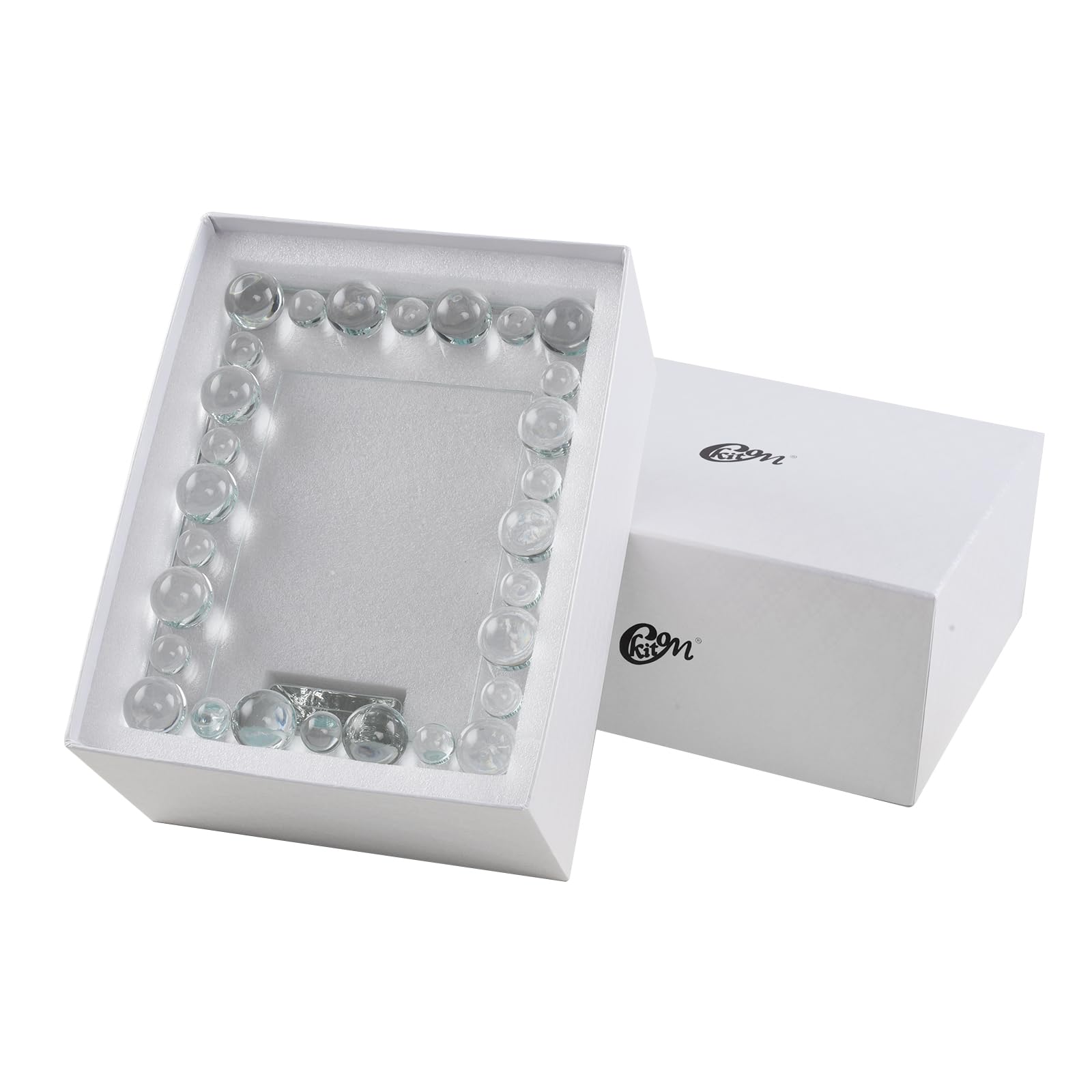 kitCom Kristall-Bilderrahmen, 12,7 x 17,8 cm, Tischdekoration, Hochzeitsrahmen (passend für 12,7 x 17,8 cm große Fotos), transparent, mit Geschenkbox