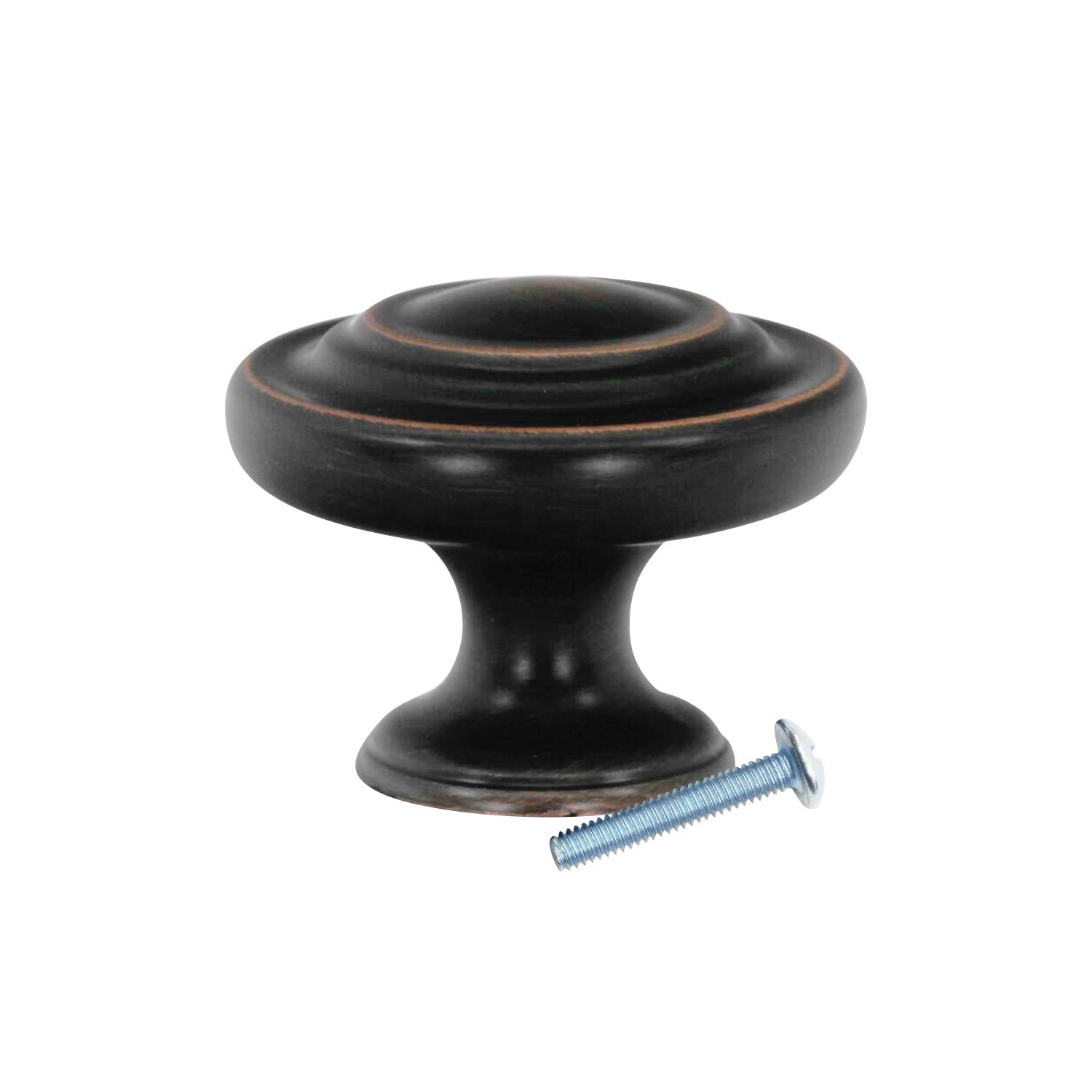 10 Pack Rok Hardware Saturn Classic Metal Rings Brushed Oil-Rubbed Bronze Cabinet Drawer Knob 1-11/32" 34mm K70134BORB